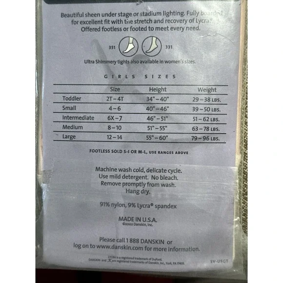 2 Danskin Ultra Shimmery Footed Tights Theat Pink Girl Large Styl 331 Dance Wear - Picture 5 of 9